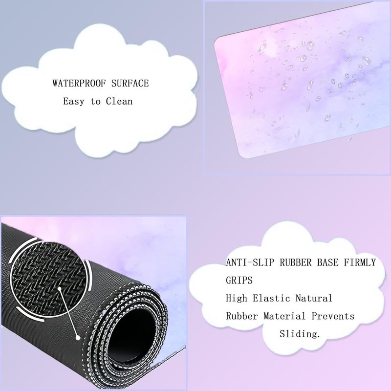 WFCYGL Cloud Mouse Pad and Keyboard Wrist Rest 4PCS Extended Large Desk Mat Pad Set Memory Foam Non-Slip Ergonomic Gaming Mouse Pad Wrist Support for Computer Laptop Home Office Cute Pink Blue Sky - Image 3